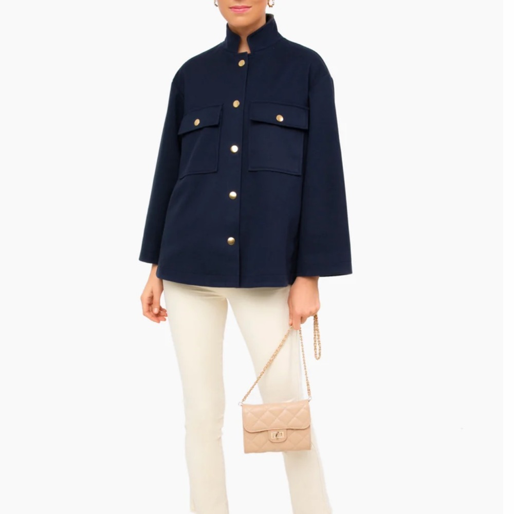 Tuckernuck Navy Button-Front Funnel-Neck Jacket